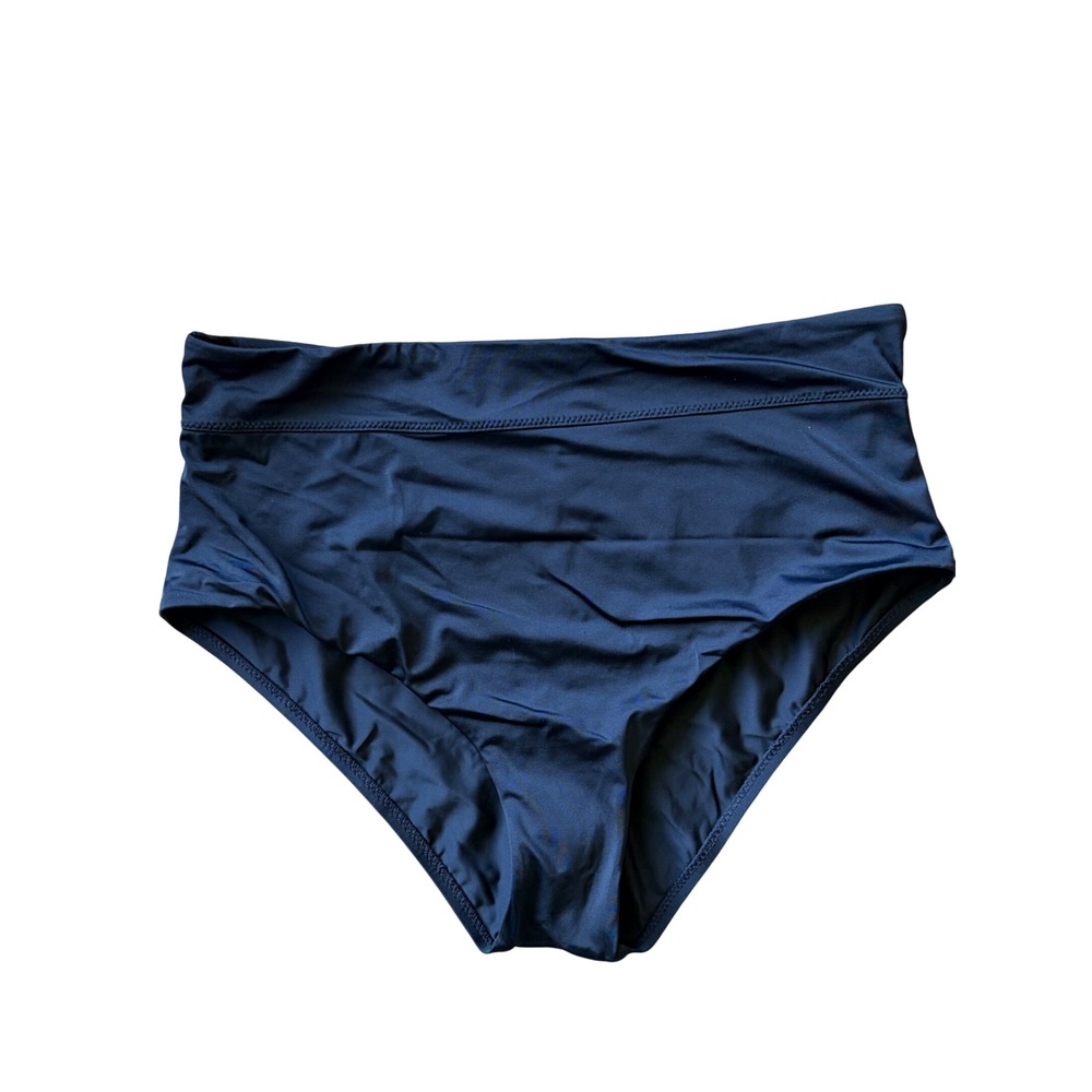 Shade & Shore Classic Black High Waist Tummy Control Bikini Swim Bottoms XL NWT